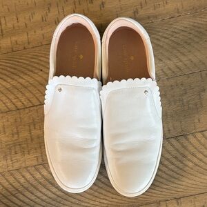 Kate Spade Scalloped White Leather Slip-Ons